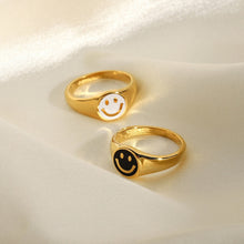 Load image into Gallery viewer, hippie smiley gold ring. trendy chunky jewelry
