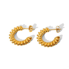 Load image into Gallery viewer, simple gold retro earrings trendy minimalist professional photo
