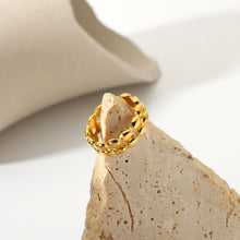 Load image into Gallery viewer, 18k gold adjustable double ring olive shaped
