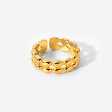Load image into Gallery viewer, 18k gold adjustable trendy simple double ring olive shaped
