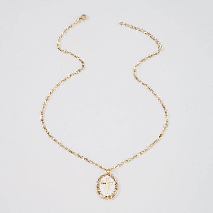 high quality white cross pendant gold necklace trendy retro