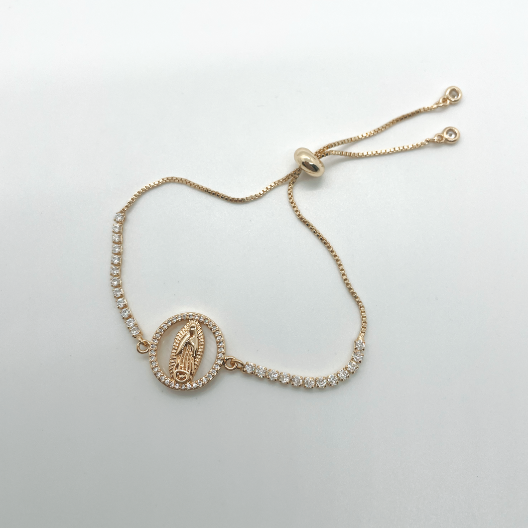 real gold beautiful Virgin Mary pendent adjustable bracelet
